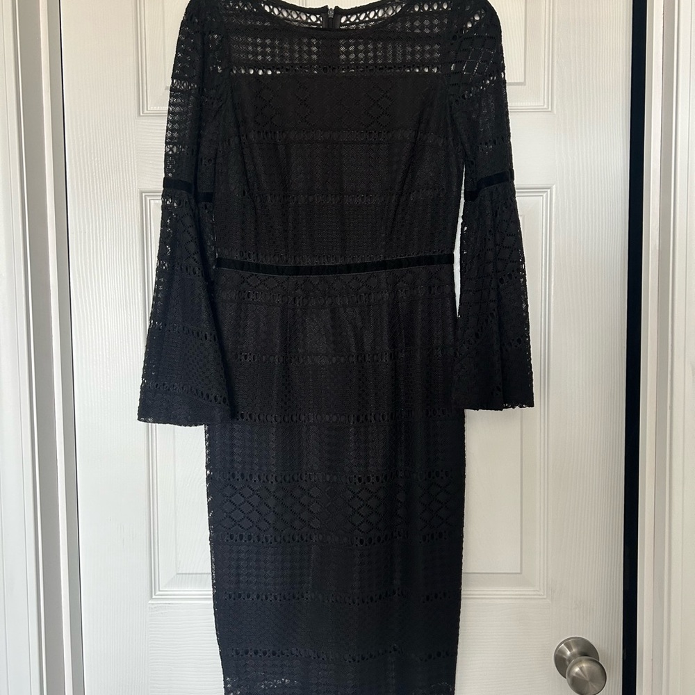 ANTONIO MELANI Black Long Sleeve Lace Dress